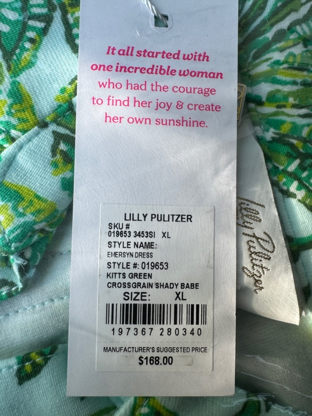 NWT Lilly Pulitzer XL Emersyn Dress “Kitts Green Crossgrain Shady Babe” sz XL - Picture 10 of 11